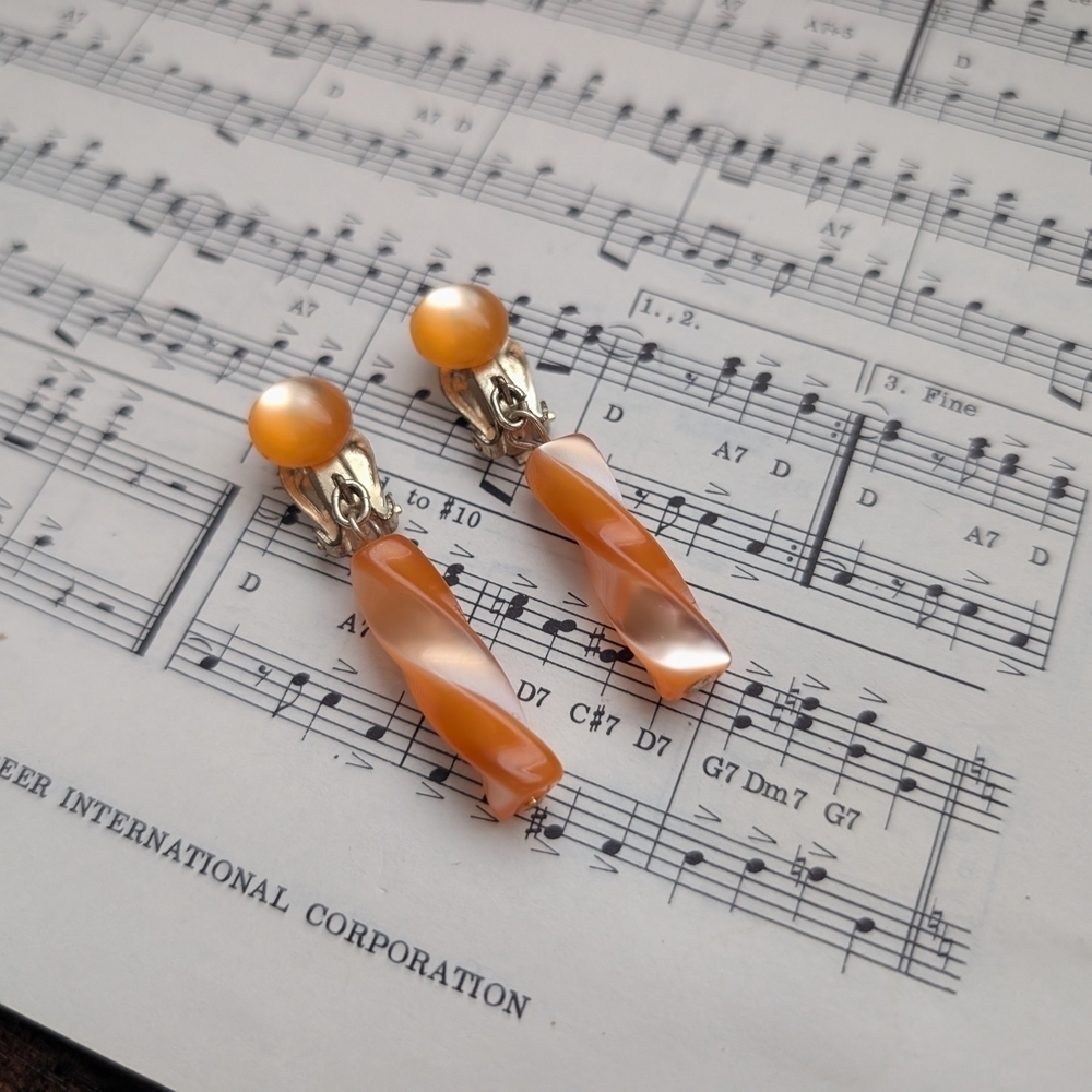 Elegant Orange Clip-On Earrings